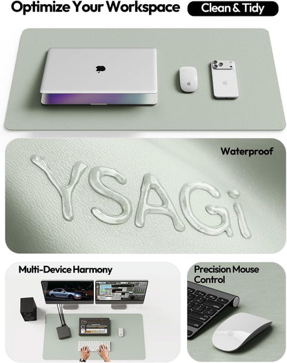 YSAGi Leather Office Desk Pad Protector, Large Mouse Pad, Non-Slip, PU Leather, Laptop Desk Blotter, Waterproof Writing Pad for Office and Home, Black, 23.6" x 13.8" - Colors B