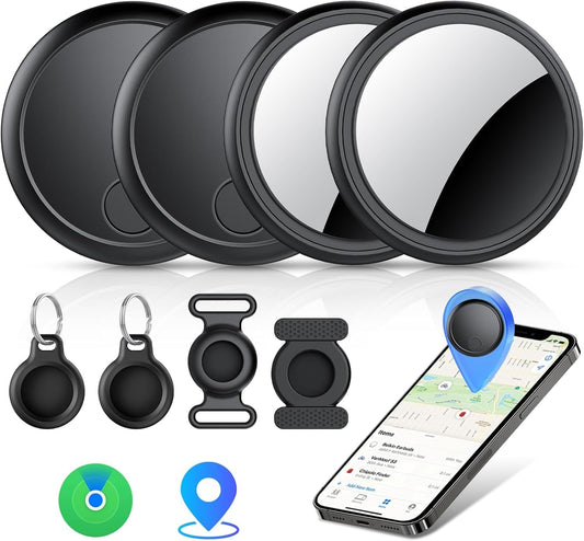Air Tracker Tags-4 Pack, 2026 New [Apple MFi Certified], Bluetooth Tracker Work with Apple Find My (iOS Only), Replaceable Battery Last 2 Years, IP68 Waterproof Item Finder for Luggage/Key/Suitcase