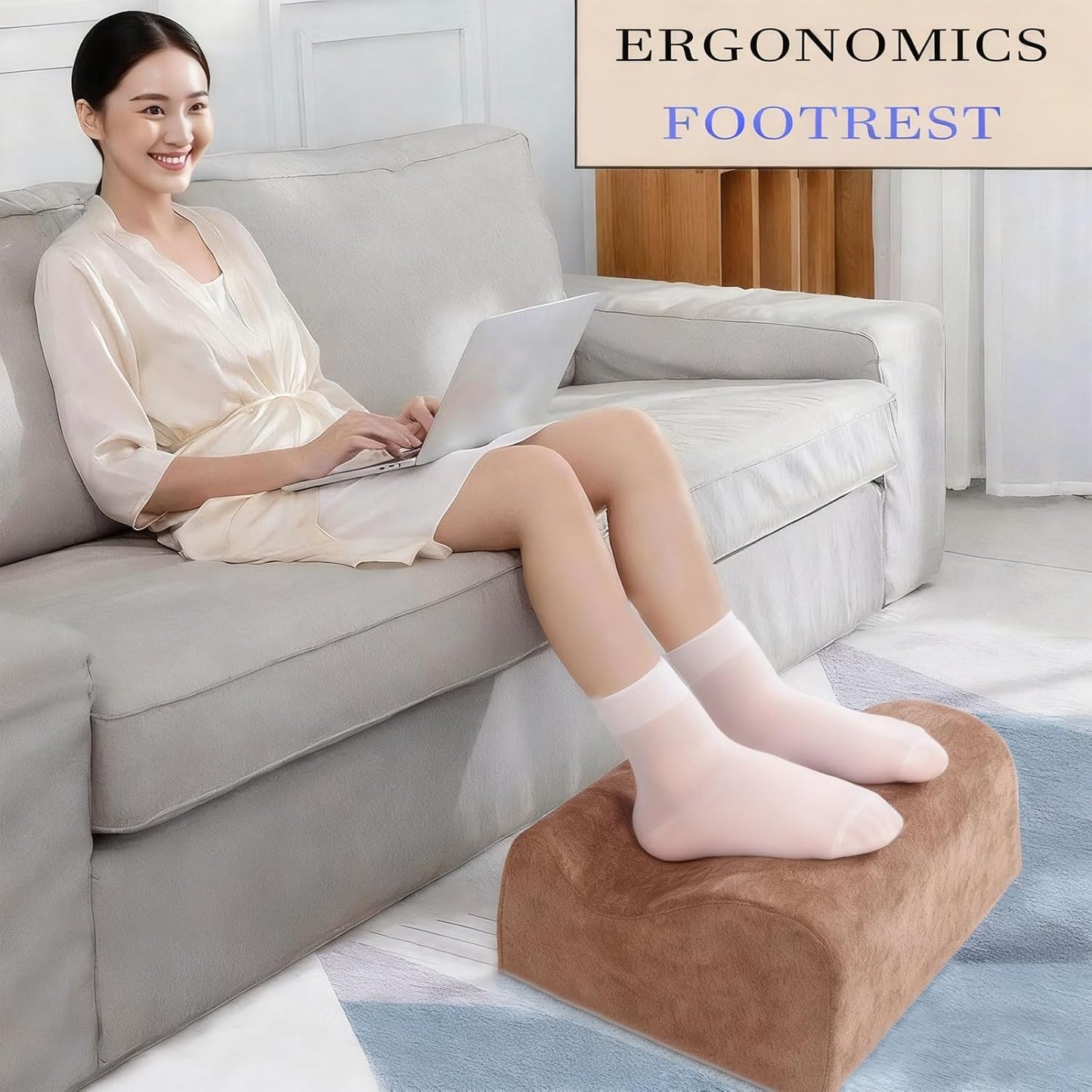 Foot Rest for Under Desk at Work,At Work Soft Ergonomic Footrest,Support Foot Pillow,Heel Chair,Leg Elevation Pillow,(Blue)