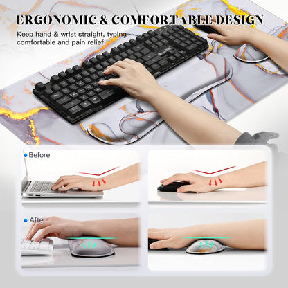 Gimars Upgrade Enlarge Silky and Superfine Fabric Gel Memory Foam Keyboard Wrist Rest Set, Ergonomic Keyboard Mouse Wrist Support for Typing Pain Relief, Comfort for Office, Gaming, Computer, Black