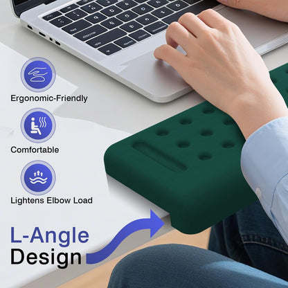 L-Shaped Desk Edge Cushion, 2 PCS Elbow Rest for Desk with Ergonomic Support, Memory Foam Elbow Pad & Arm Rest for Palm, Wrist & Forearm, Non-Slip & Separate Design, Office & Home, Black
