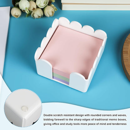 1 PC Scalloped Acrylic Sticky Note Holder 3"x3" Crystal Clear Sticky Note Holder Dispenser for Classroom, Desk Organizer Accessories for Dorm Room, School Office Necessities