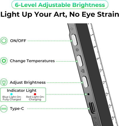 Rechargeable A4 Light Box for Tracing,Bawaslom LED Light Pad with Adjustable Stand and Strong Magnets,Ultra-Thin & Bright Tracing Board for Diamond Art,Sketching,Vinyl Weeding,Architectural Design