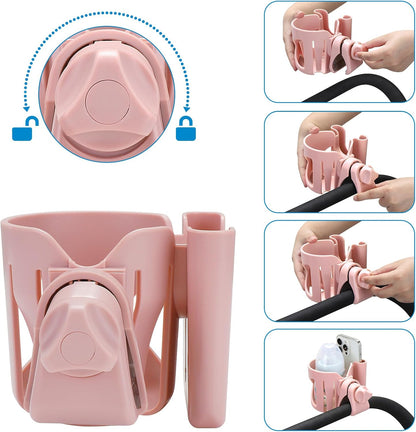 Accmor Stroller Cup Holder, Universal Cup Holder for Stroller Walker Bike, 360° Rotatable Large Caliber Designed Bottle Holder for Stroller, Bike, Wheelchair, Scooter