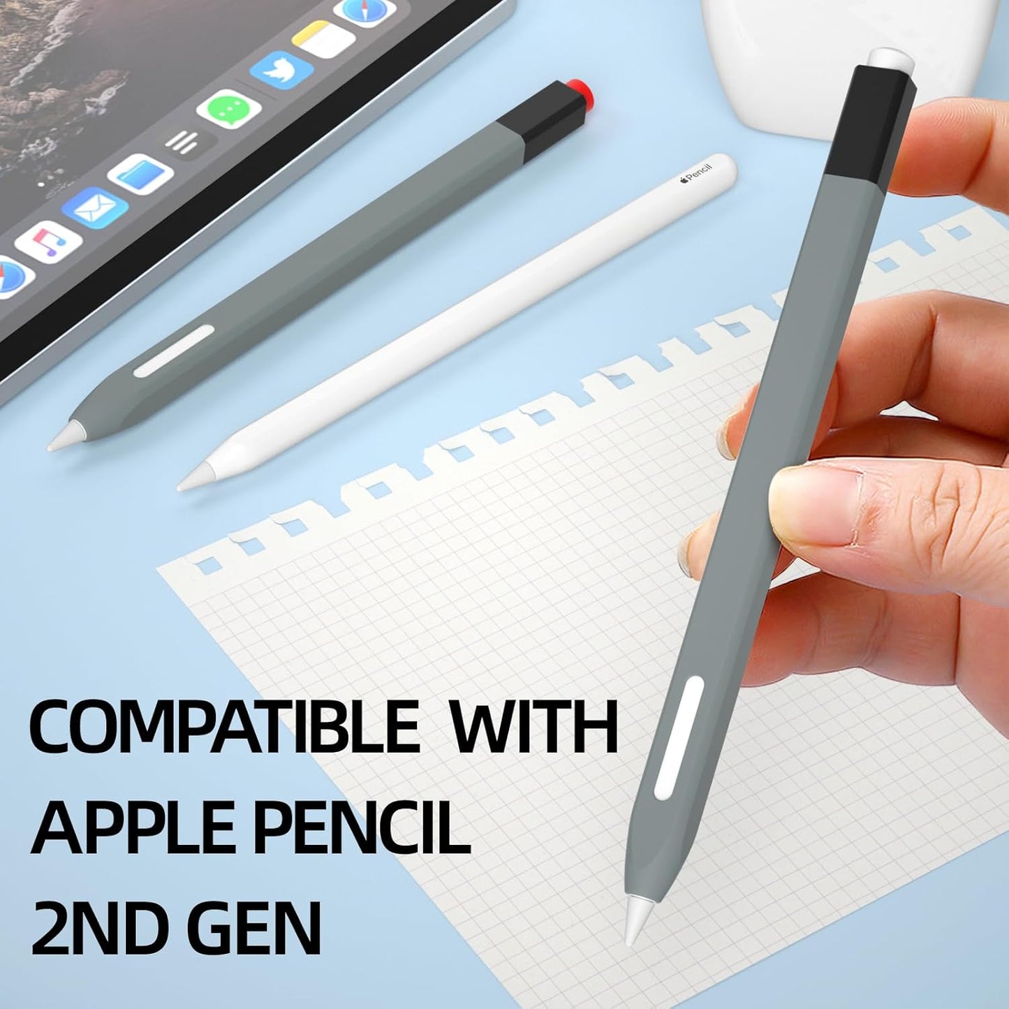 AZF Pencil Case Compatible with Apple Pencil 2nd Generation Case, Two Color Pen Cap Match, Silicone Comfort, Compatible with Magnetic Charging and Double Click. (Lavender Purple)