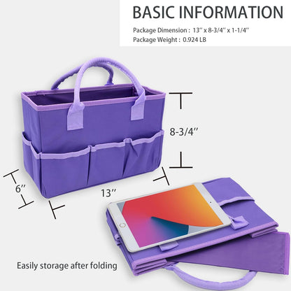 Cupohus Art Organizer Craft Storage Tote Bag with Pockets and Hadles, Oxford Fabric Carrying Caddy for Teacher, Officer, Artist, Traveler, and more – Pink