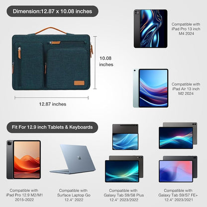 MOSISO 9-11 inch Tablet Sleeve Case for iPad A16 2025, iPad Air 11 inch M3 M2, iPad Pro 11 M4, iPad 10/9/8/7th, Galaxy Tab A9+/S9/S8/Plus 11, Side Open Carrying Bag with 4 Zipper Pockets, Black