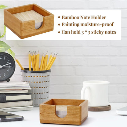 MultiBey Walnut Wood Sticky Notes Holder for Desk, 4x6 Inch Self -Sticky Note Memo Holder, Wooden Sticky Note Dispenser Office Desk Organizer for Dorm Room Office Home School (S)