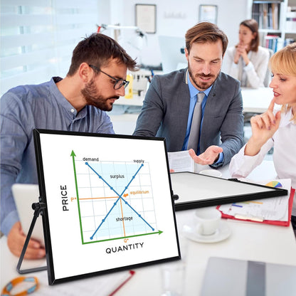 3 Pcs Dry Erase Whiteboard 16" x 12" Desktop Whiteboard Calendar Double Sided Magnetic White Board Dry Erase Board with Stand Portable Planning Panels for Home Office School to Do List (Black Frame)