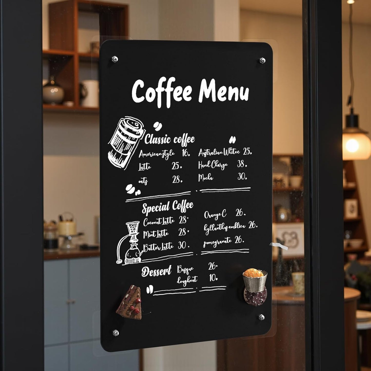FANXIYQ Black Magnetic Board for Desk, Metal Magnet Display Board for Magnets & Souvenirs, Travel Magnet Board & RV Sticker Board, Magnetic Memo Board with Removable Foot Pads