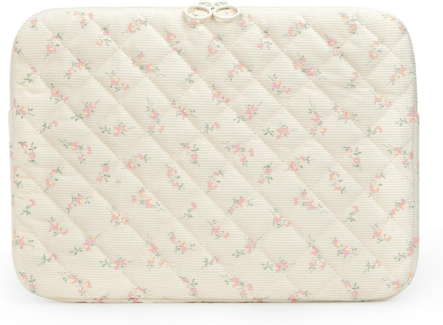 Puffy Laptop Sleeve 13 Inch Cute Quilted Laptop Protective Case Padded Floral Computer Sleeve for MacBook (A-Blue, 13 Inch)