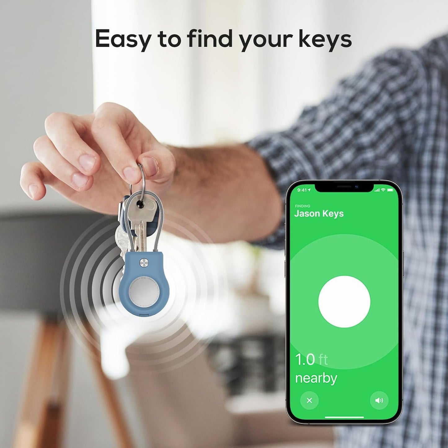 Air Tag Holder - (4 Pack) Air tag Lock Keychain with Wire Cable Compatible with Apple AirTag,Ultra Durable Anti-Lost Protective Case with Keyring for Luggage, Key, Backpack, Pet, Bag, Black
