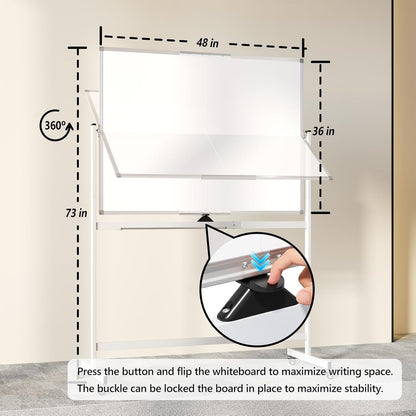 Large Whiteboard Easel with Stand, 36" x 24" Portable Standing Magnetic Dry Erase White Board, 3' x 2' Tripod Height Adjustable Flip Chart Easel for Home Office Classroom School, Silver
