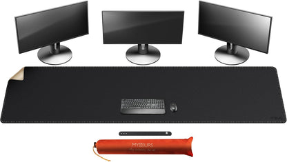 Mydours 40" x 20" Extra Large Desk Mat, PU Leather & Cork Desk Pad, Large XXL Desk Mouse Pad for Workstation, Office, Home, Computer Desk Mat with Keyboard & Mouse (Black)