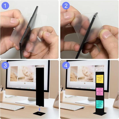 Detachable Acrylic Monitor Memo Board & Memo Message Board Holder by Computer Screen Sticky Note Stand Message Panel Reminder for Office Desk Accessories.2PCS Clear