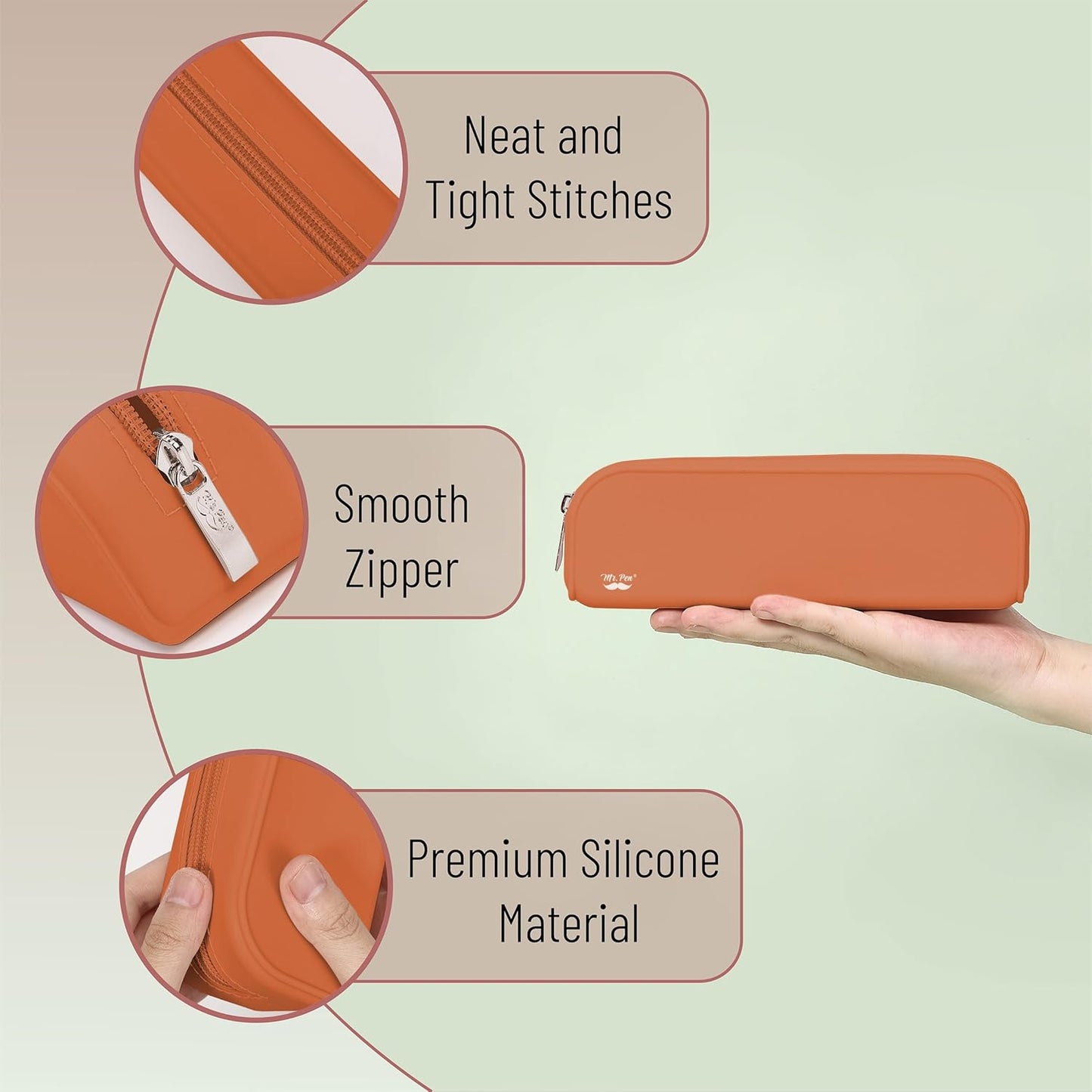 Mr. Pen- Silicone Pencil Case, Aesthetic Pencil Bag for Women, Makeup Pouch, Multifunctional Pouch for Stationery, Cosmetics and Electrical Goods Storage
