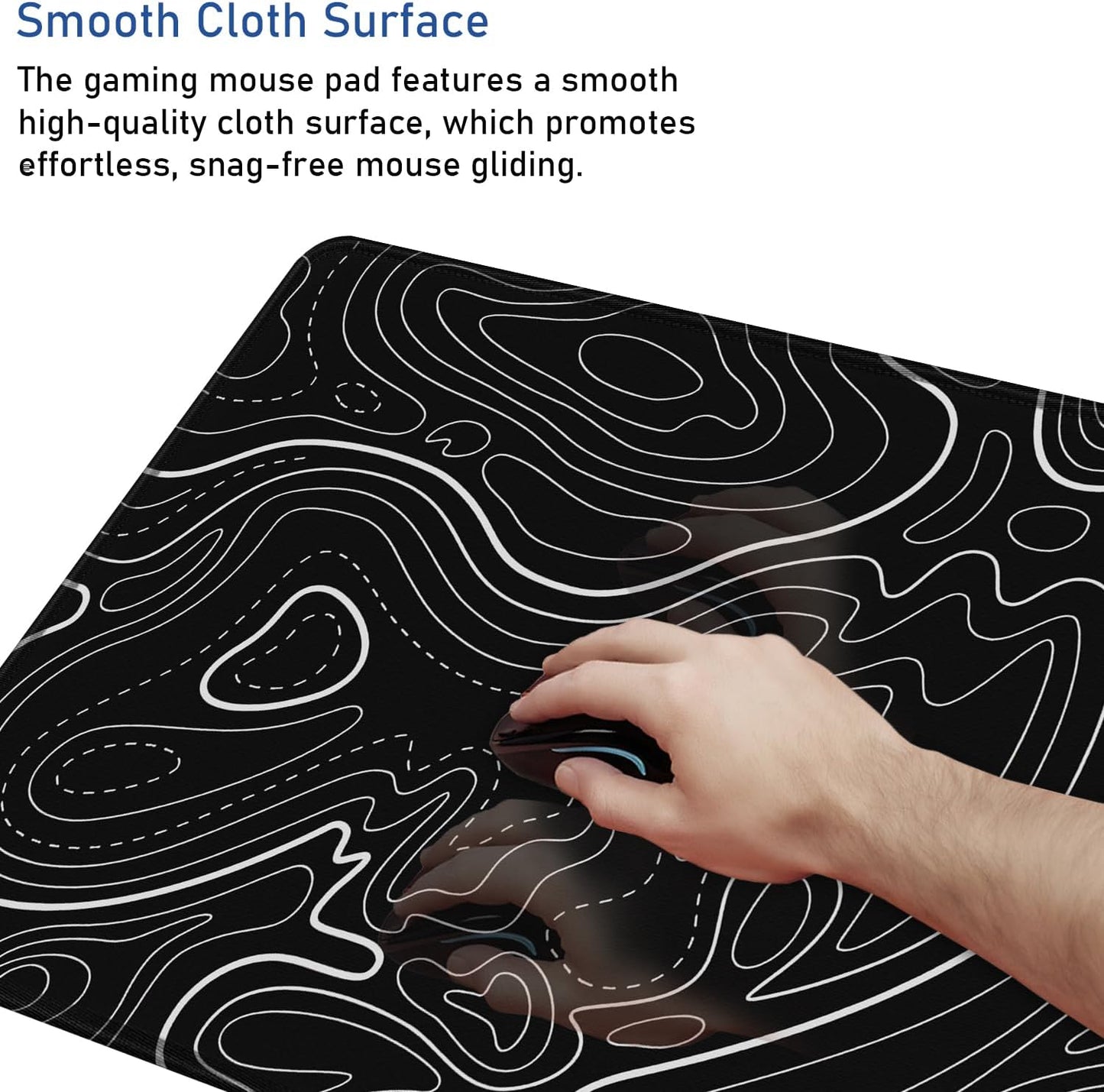 Large Extended Gaming Mouse Pad with Stitched Edges, (31.5X15.7In) Durable Non-Slip Natural Rubber Base, Waterproof Computer Keyboard Pad Mat for Esports Pros/Gamer/Desktop/Office/Home-Black