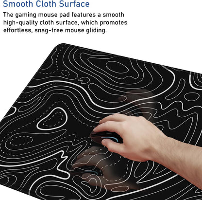 Large Extended Gaming Mouse Pad with Stitched Edges, (31.5X15.7In) Durable Non-Slip Natural Rubber Base, Waterproof Computer Keyboard Pad Mat for Esports Pros/Gamer/Desktop/Office/Home-Black