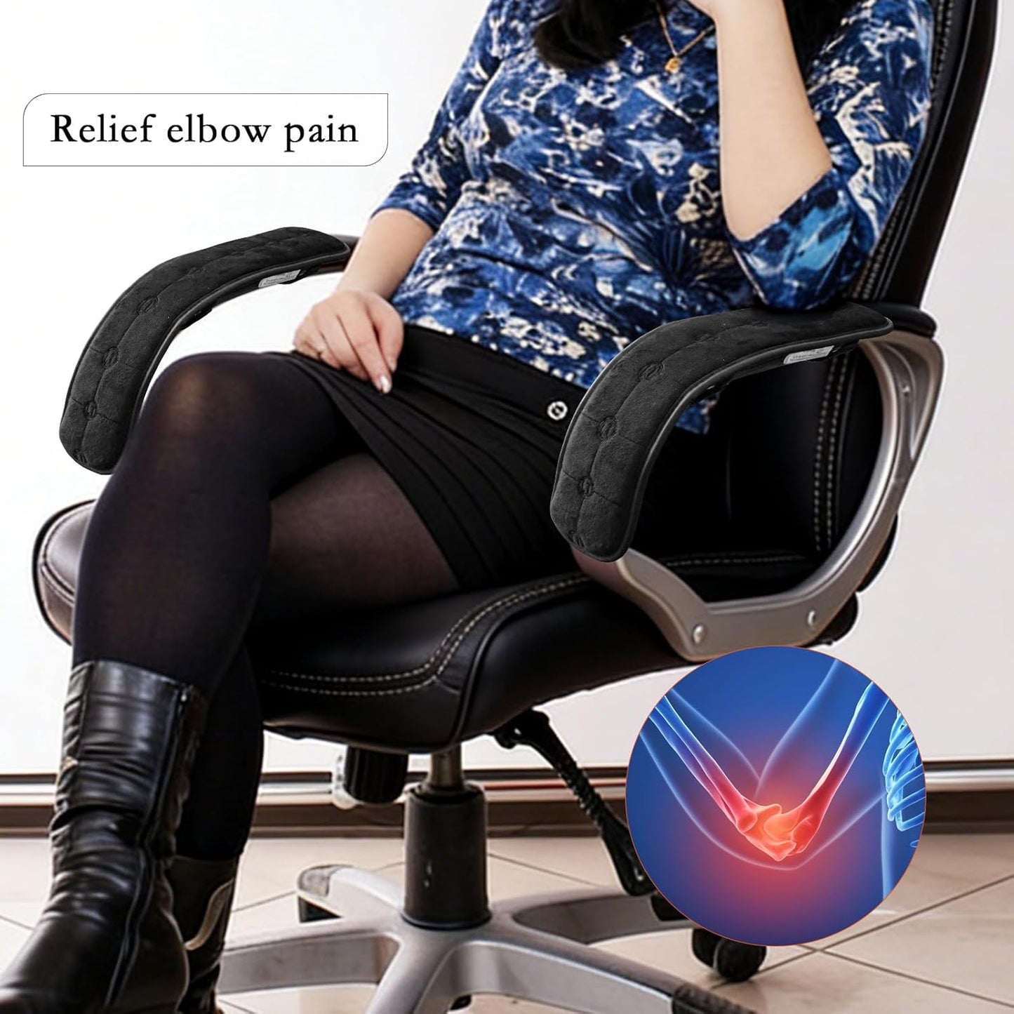 2 PCS Chair Armrest Pads, Soft Velvet Cushion Covers for Office Gaming Chairs, Breathable Elbow Support Universal Fit, Slip-On Armrest Covers for Desk Chair