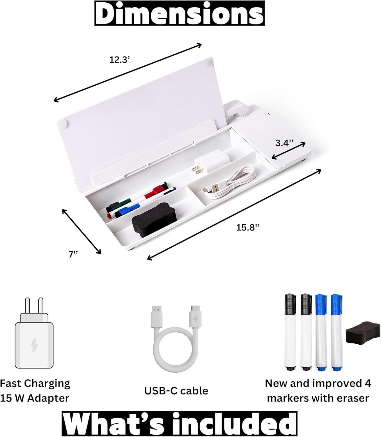 Desktop Dry Erase Board with Charger