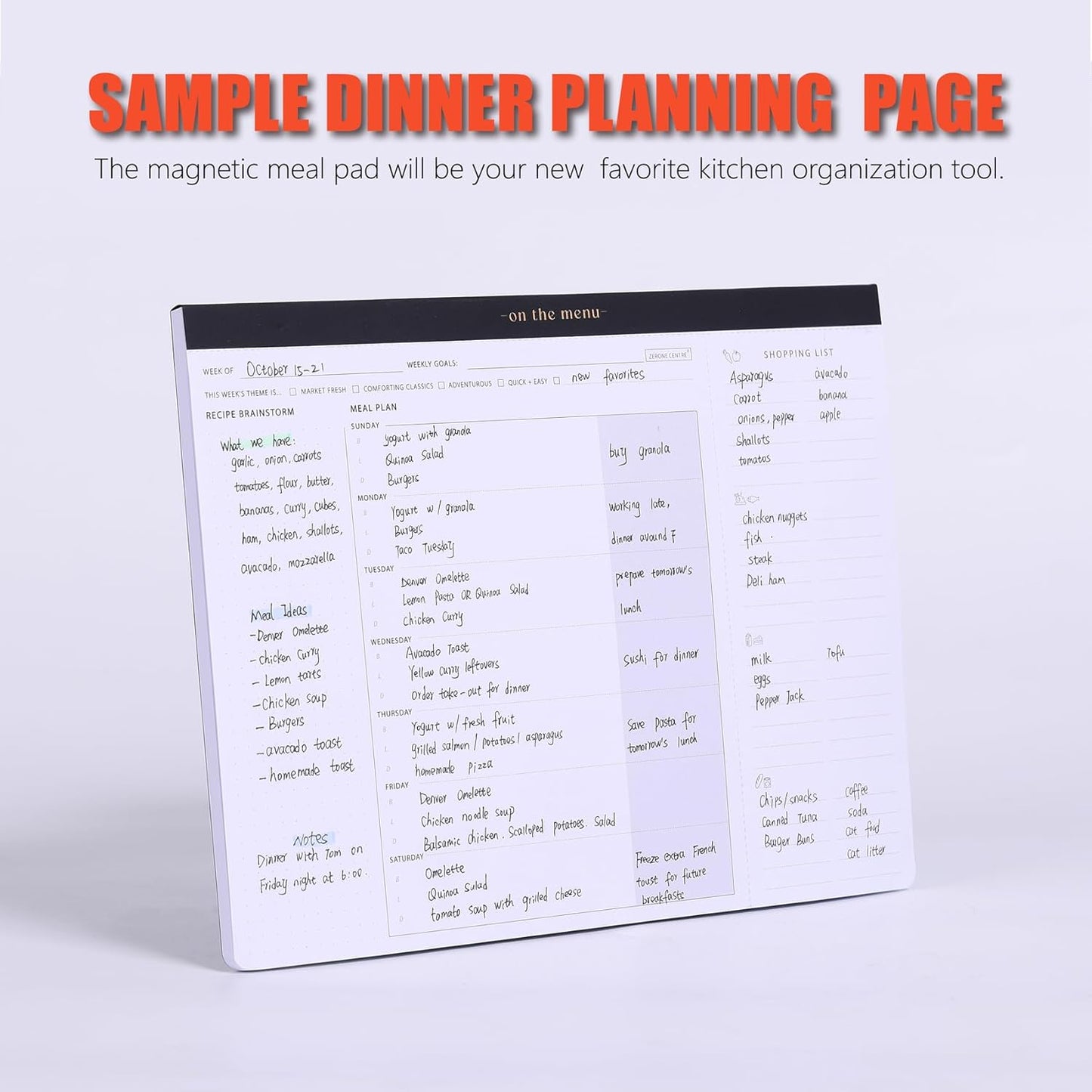 ZERONE CENTRE Productivity Weekly Planner - 54 Sheets Dashboard Spiral Deskpad Has 6 Focus Areas to List Tasks for Goals, Projects, Clients, Academic, or Shopping-Organize Your Daily Work Efficiently