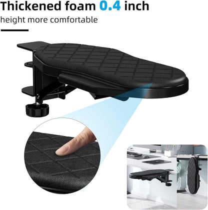CABTE Ergonomics Desk Extender Tray, Table Mount Arm Wrist Rest Shelf, 180° Swivel Elbow Arm Support, Computer Desk Extender Tray for Home and Office (Black - Rotating)