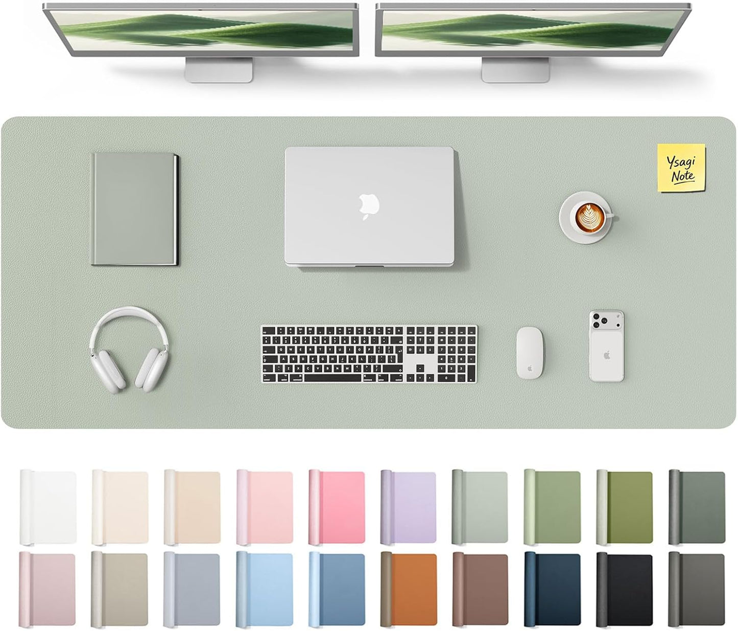 YSAGi Leather Desk Pad Protector, Large Mouse Pad, Non-Slip PU Leather Desk Blotter, Waterproof Writing Pad for Office and Home (31.5" x 15.8", Eggshell) - Colors B