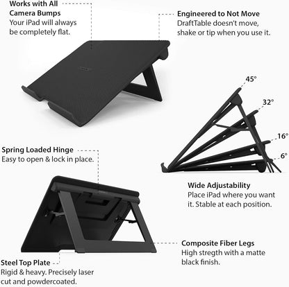 Elevation Lab DraftTable V2 for iPad Pro (Full Kit) : Rock-Solid & Adjustable | Tablet Stand Holder Dock for Drawing | iPad, Pro, Air, Mini, Nexus, Kindle, Laptop Stand