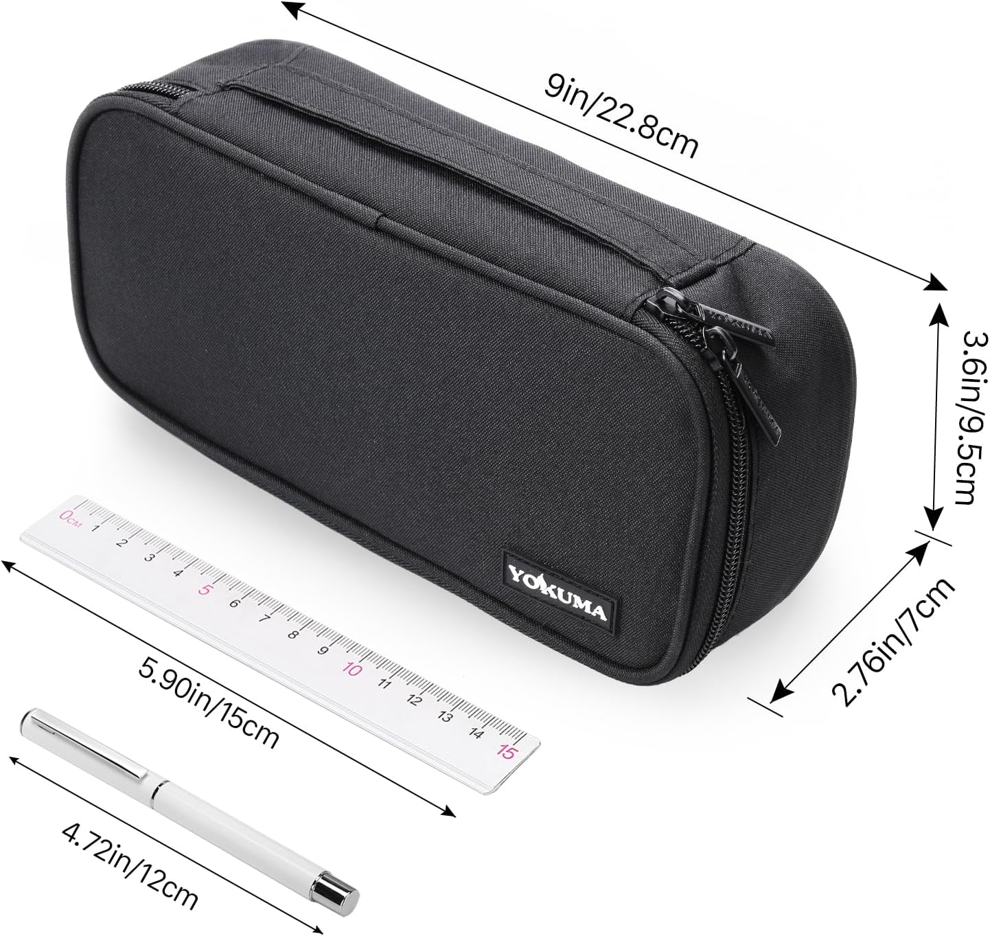 YOKUMA Pencil Case,Large Capacity Pencil Pouch,Aesthetic Zipper Pencil Box, Back to School Supplies for College Student Teen Adults,Travel Essentials,Electronic Cable Organize