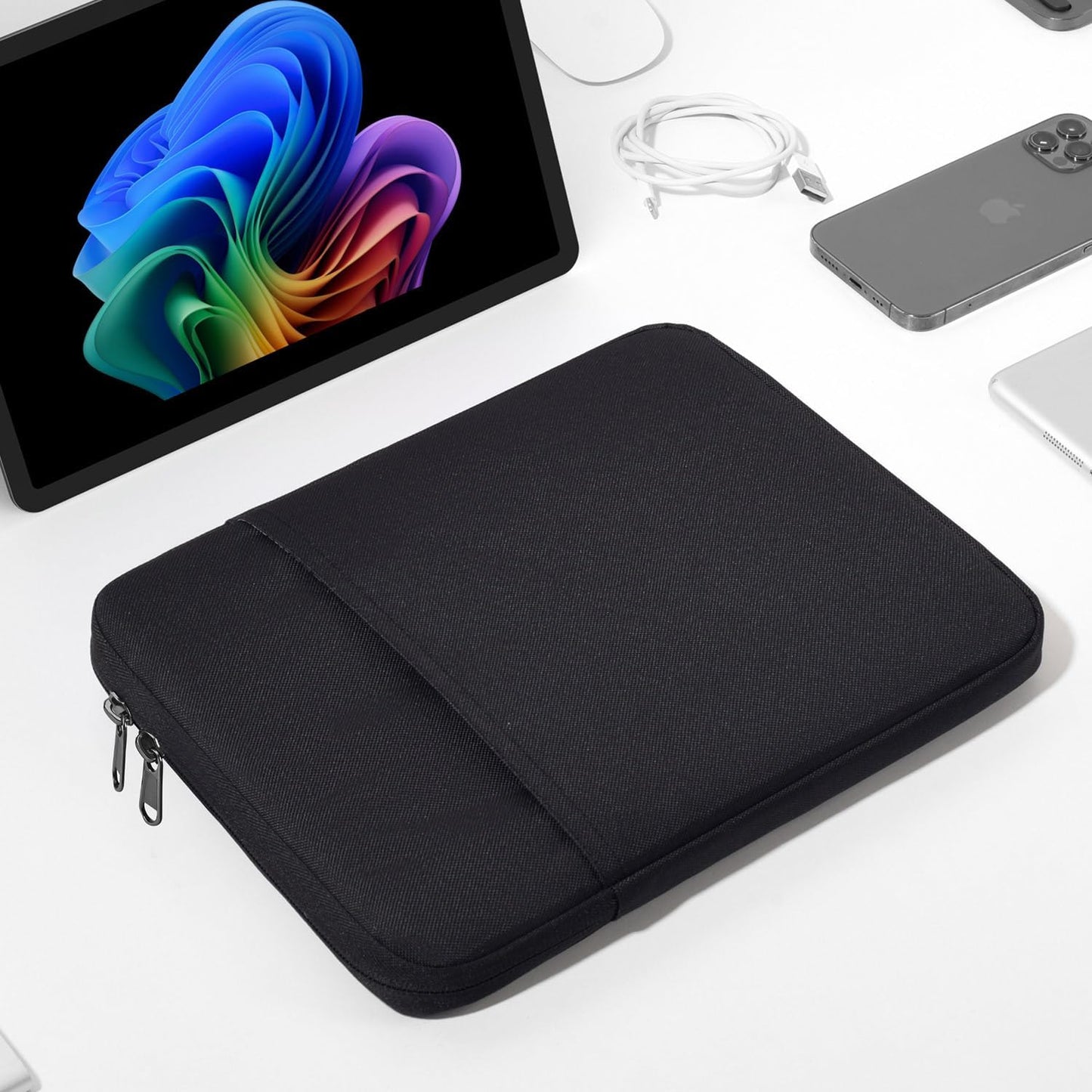 Tablet Sleeve for 2026 iPad A16, 11 inch iPad Air M4 M3 M2, Pro M5, Amazon Fire Max 11 Tablet/Kindle Fire HD 10/10 Plus, Galaxy Tab A9+ Plus Bag, Black