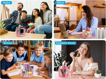 Pencil Holder, Rotating Desk Organizer, Metal Pen Organizer Mesh Pen Holder Office Desk Accessories Cute Office, School, Home,Art Suppliers (Black)