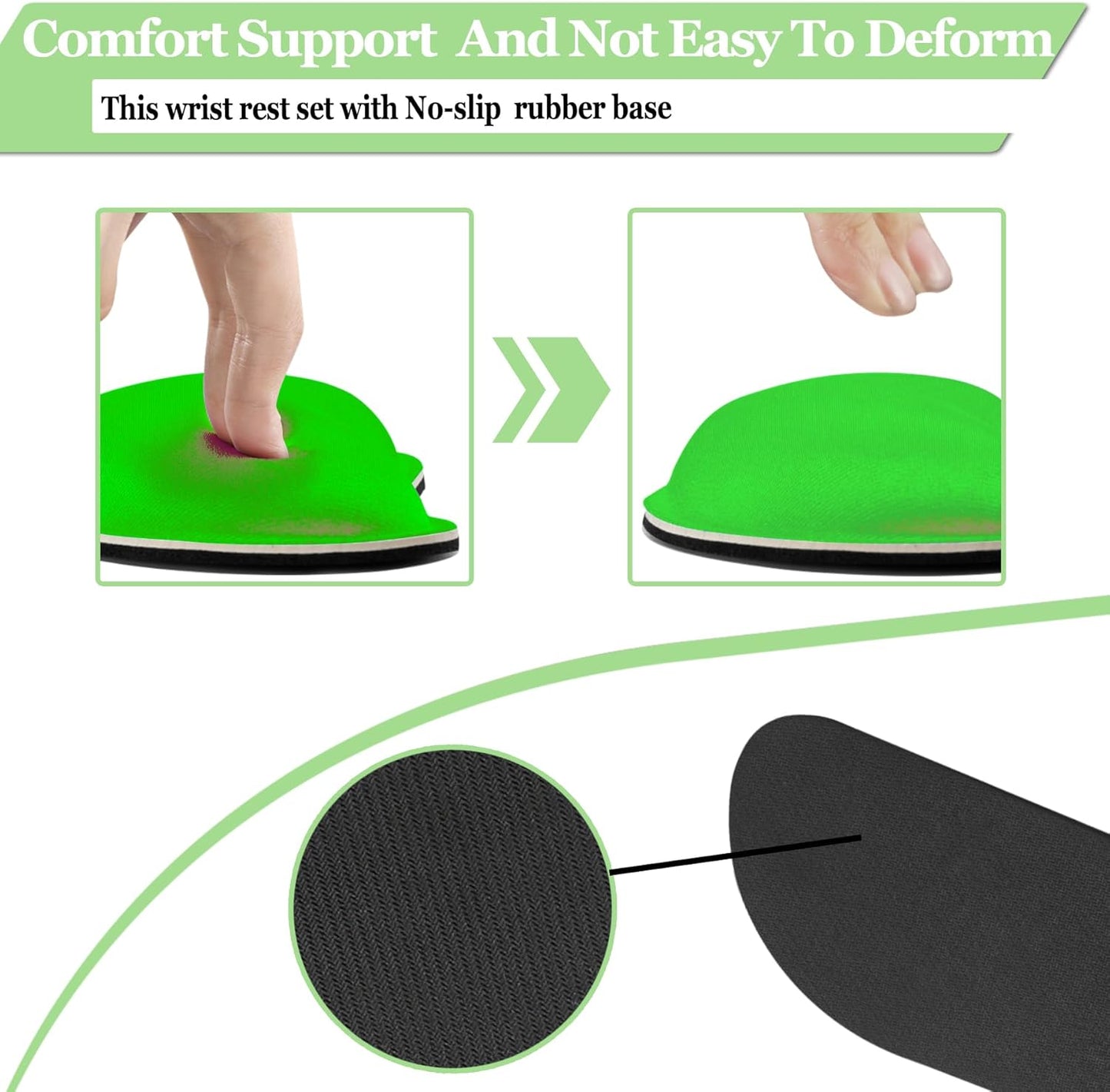 Keyboard Wrist Rest, BamLue Memory Foam Pad Set for Easy Typing & Pain Relief for Laptop, Office & Home, Ergonomic Sets for Keyboard, Gel Mouse Wrist Rest, Smooth Fiber Cushion Wrist Support-Black