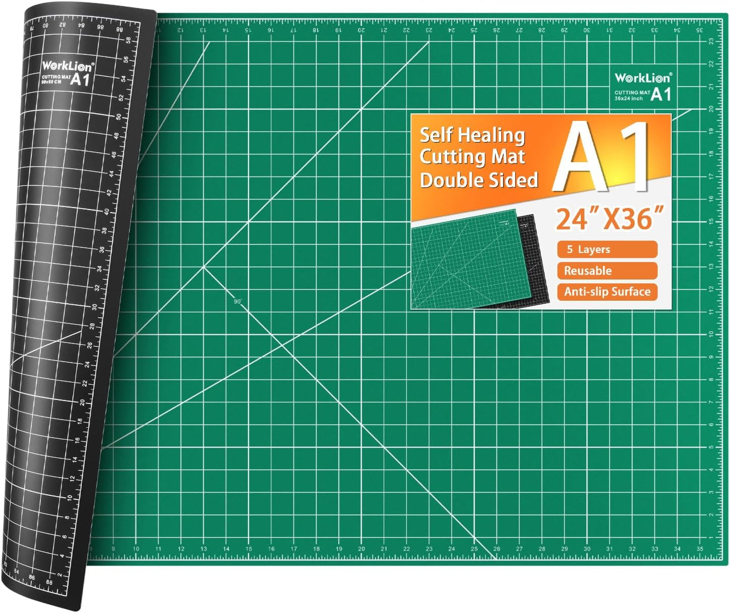 Worklion Self Healing Cutting Mat for Craft-Thickened 18inch x 12inch fabric sewing mat for quilting,rotary cutting, nonslip
