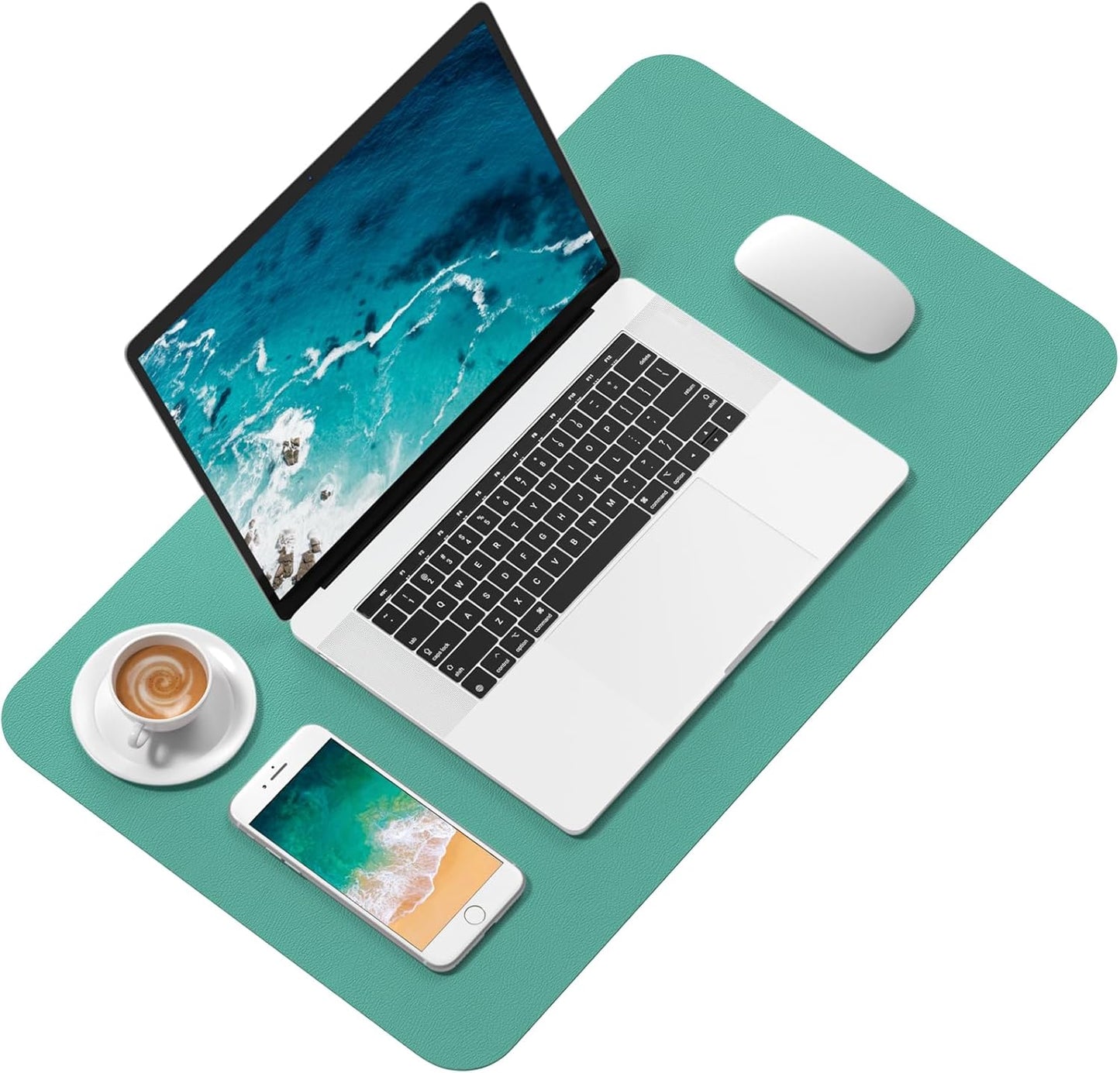 Hsurbtra Desk Pad, 23.6" x 13.8" PU Leather Desk Mat, M Extended Mouse Pad, Waterproof Desktop Blotter Protector, Non-Slip Ultra Thin Small Laptop Keyboard Writing Mat for Office Home, Pink