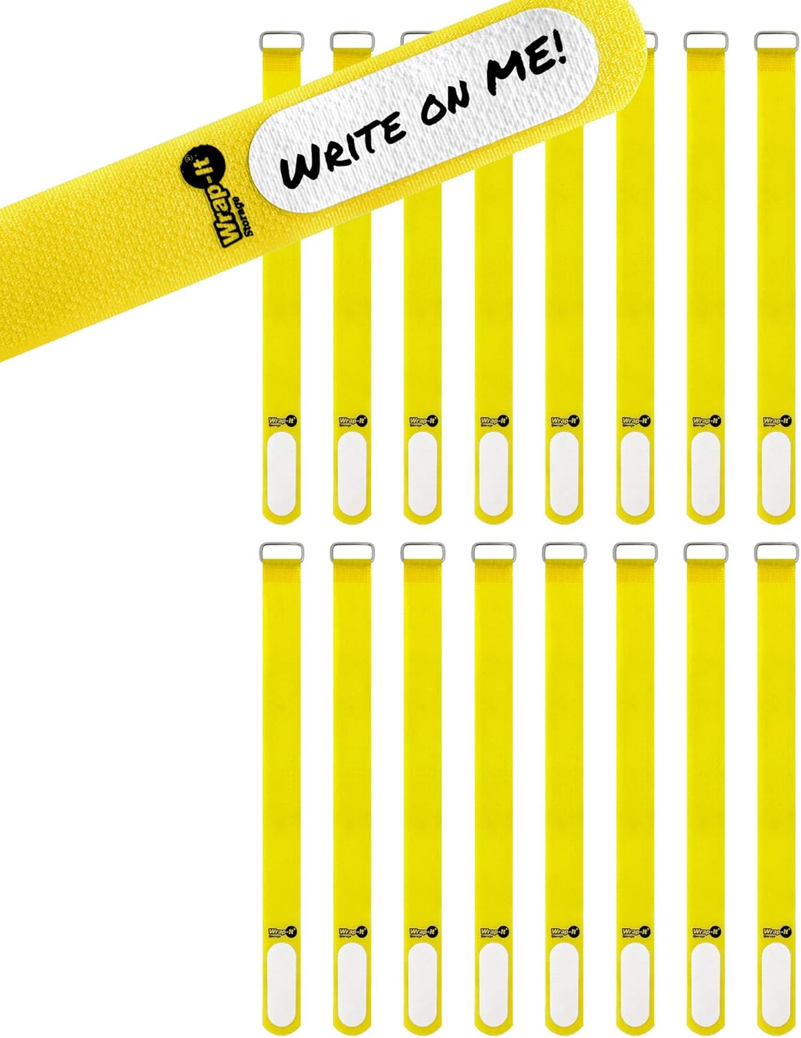 Wrap-It Storage Cinch-Straps, 5-in (20-Pack) Black - Hook and Loop Strap with Write on Label for Easy Cord Identification and Cable Management