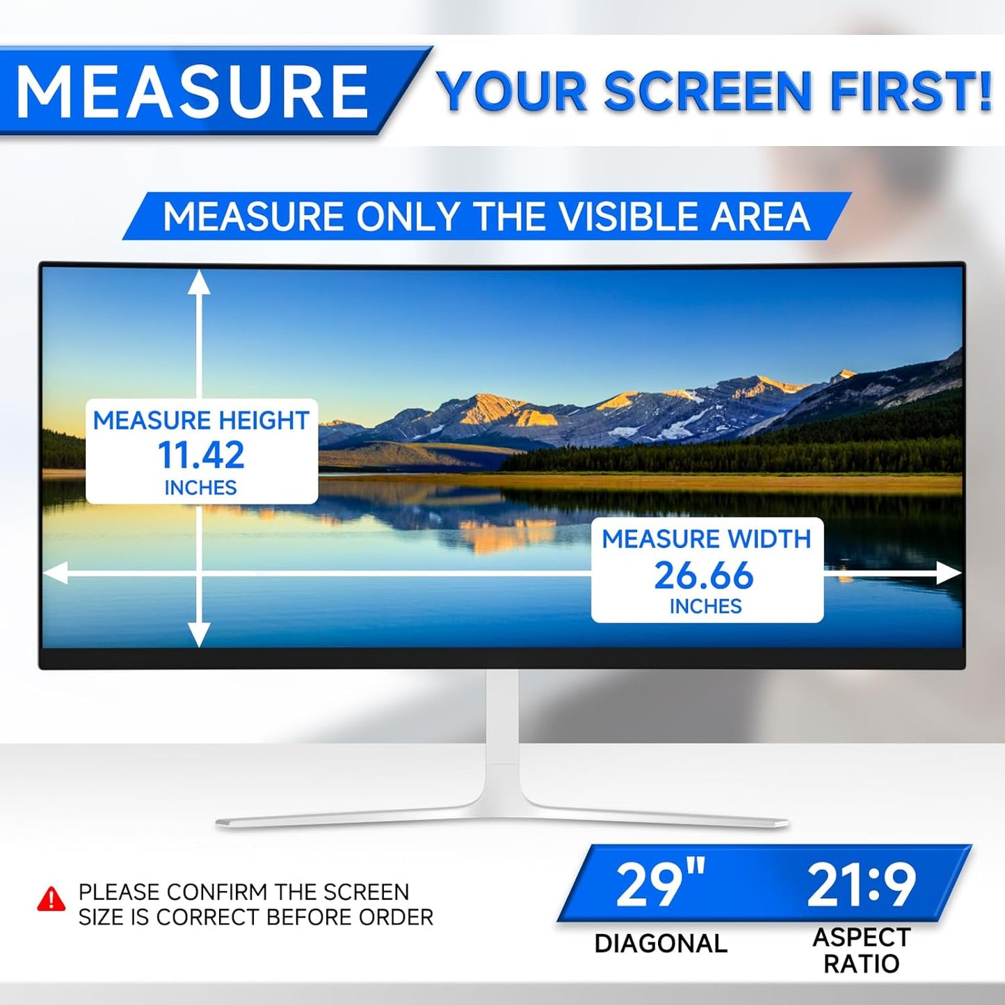 [2-Pack] Privacy Screen For Computer Monitor, 27-Inch 16:9 Aspect Ratio; Anti Spy/Bule Light/Glare And Eye Protection, 2 Install Ways Removable For Office, Airport, Cafe And Other Public Area; Diagonal 27 Inches, Width 23.53 Inches, Height 13.24 Inches
