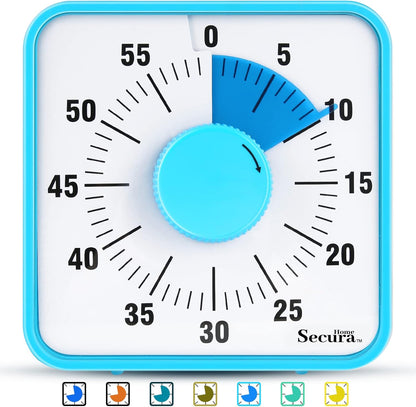 Secura Home 60-Minute Visual Timer, 7.5 Inch Oversize Countdown Timer Clock for Kids and Adults, Durable Mechanical Time Management Tool with Magnetic Backing （Dark Green）