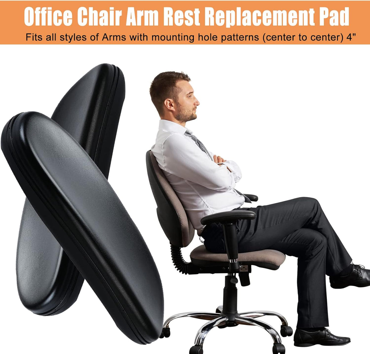 Replacement Office Chair Arm Replacement Armrest Pads Oval Shaped Office Chair Parts Arm Rest for Desk Chair with Mounting Hole Patterns Screws (Fashion)