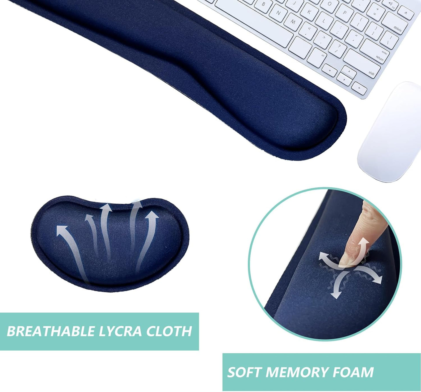 Keyboard Wrist Rest Mouse Wrist Support Set, Memory Foam Wrist Rest Pad for Computer Laptop Keyboard Mouse, Ergonomic Wrist Cushion Support for Typing Pain Relief, Gaming Home Office, Flowers Grass