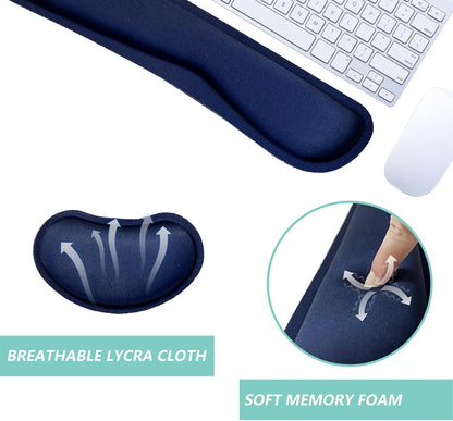 Keyboard Wrist Rest Mouse Wrist Support Set, Memory Foam Wrist Rest Pad for Computer Laptop Keyboard Mouse, Ergonomic Wrist Cushion Support for Typing Pain Relief, Gaming Home Office, Flowers Grass