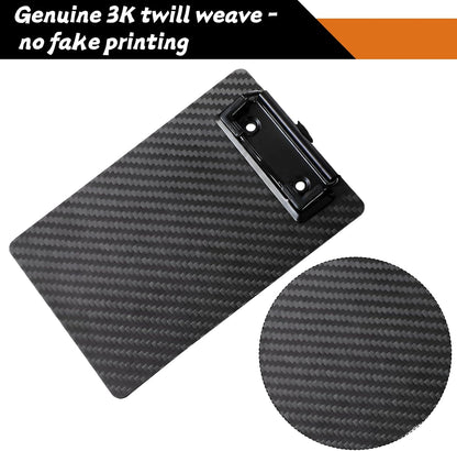 Small Clipboard 4x6Inch Mini Pocket Clipboard Memo Size for Note Taking, Ultra-Light Carbon Fiber with Storage Hanging Loop for Restaurants Work Nurse Office Supplies(Black)
