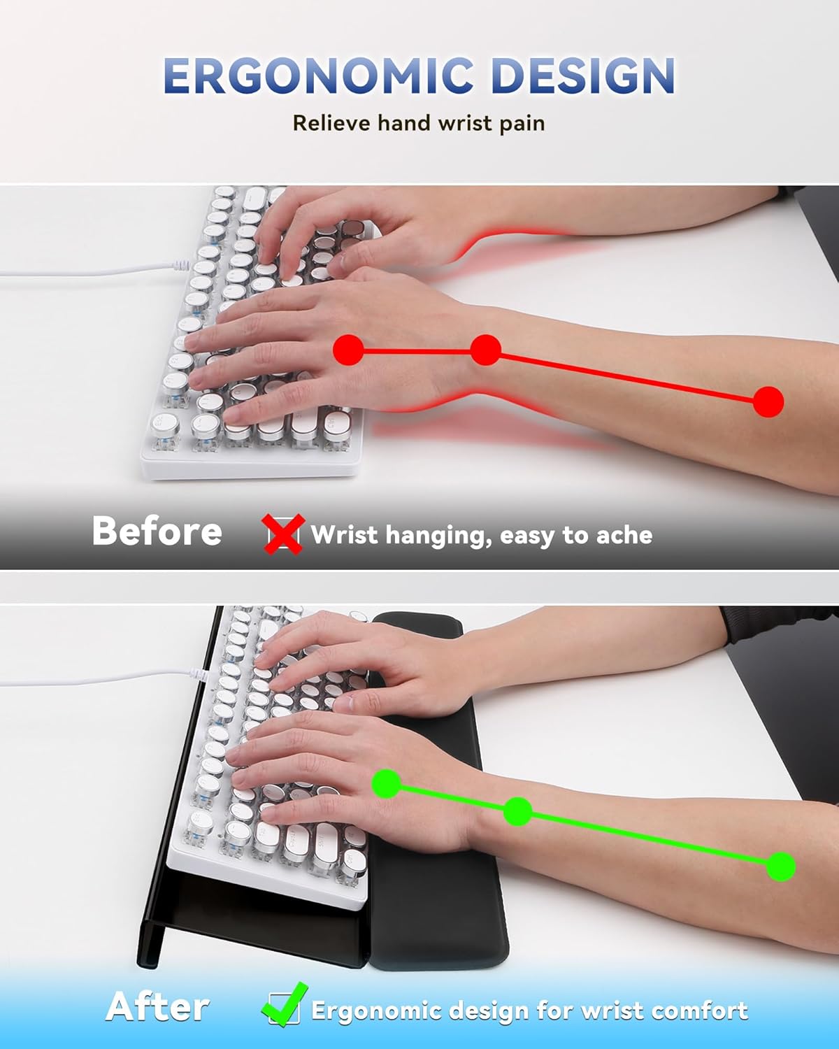 Laborio Computer Keyboard Stand for Desktop, Keyboard Riser Wrist Rest Holder for Easy Typing, Office Desk, Home, School Accessories(Coffee)