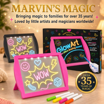 Marvin's Magic Glow Art Neon LED Drawing Board for Kids - Pink Doodle Board with Glow in the Dark Markers - Light Up Tracing Pad and Drawing Tablet - Mess Free Arts and Crafts Set Ages 5+