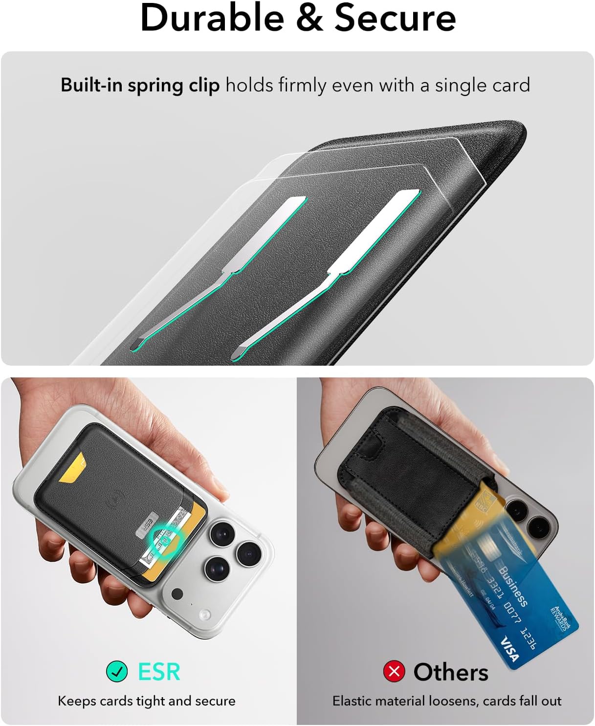 ESR Geo for MagSafe Wallet with Full Find My Functionality, RFID Blocking, 5 Cards Holder for Phone Case, Strong Magnetic Wallet for iPhone 17e/17/16/15/14/13/12 Series, Not for 13/12 Mini, Black