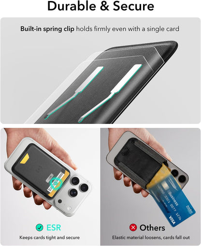 ESR Geo for MagSafe Wallet with Full Find My Functionality, RFID Blocking, 5 Cards Holder for Phone Case, Strong Magnetic Wallet for iPhone 17e/17/16/15/14/13/12 Series, Not for 13/12 Mini, Black