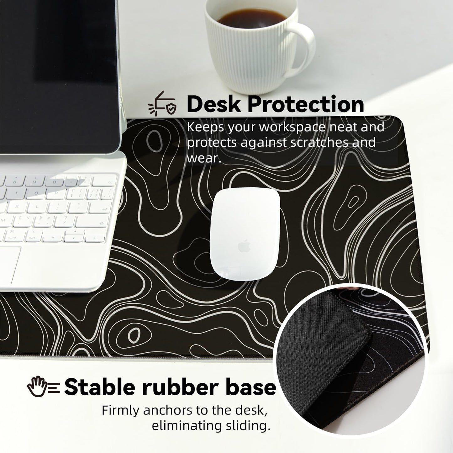 Reniteco Waterproof Large Gaming Mouse Pad with Durable Stitched Edges, Non-Slip Rubber Base, Grainy Jacquard Mouse Mat Desk Pad for Home Office Gaming, 31.5''x11.8''x0.12'', Matte Beige