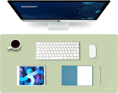 K KNODEL Large Office Leather Desk Mat, Mouse and Keyboard Pad, Computer and Laptop Mat, Desktop Protector and Cover, Writing Pad and Blotter (31.5"x15.7", Black)