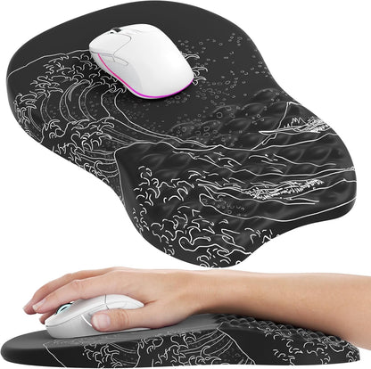 MROCO Ergonomic Mouse Pad with Wrist Support, Memory Foam Wrist Rest Mouse Pad, Non-Slip Base, Smooth Surface for Office & Home, Black