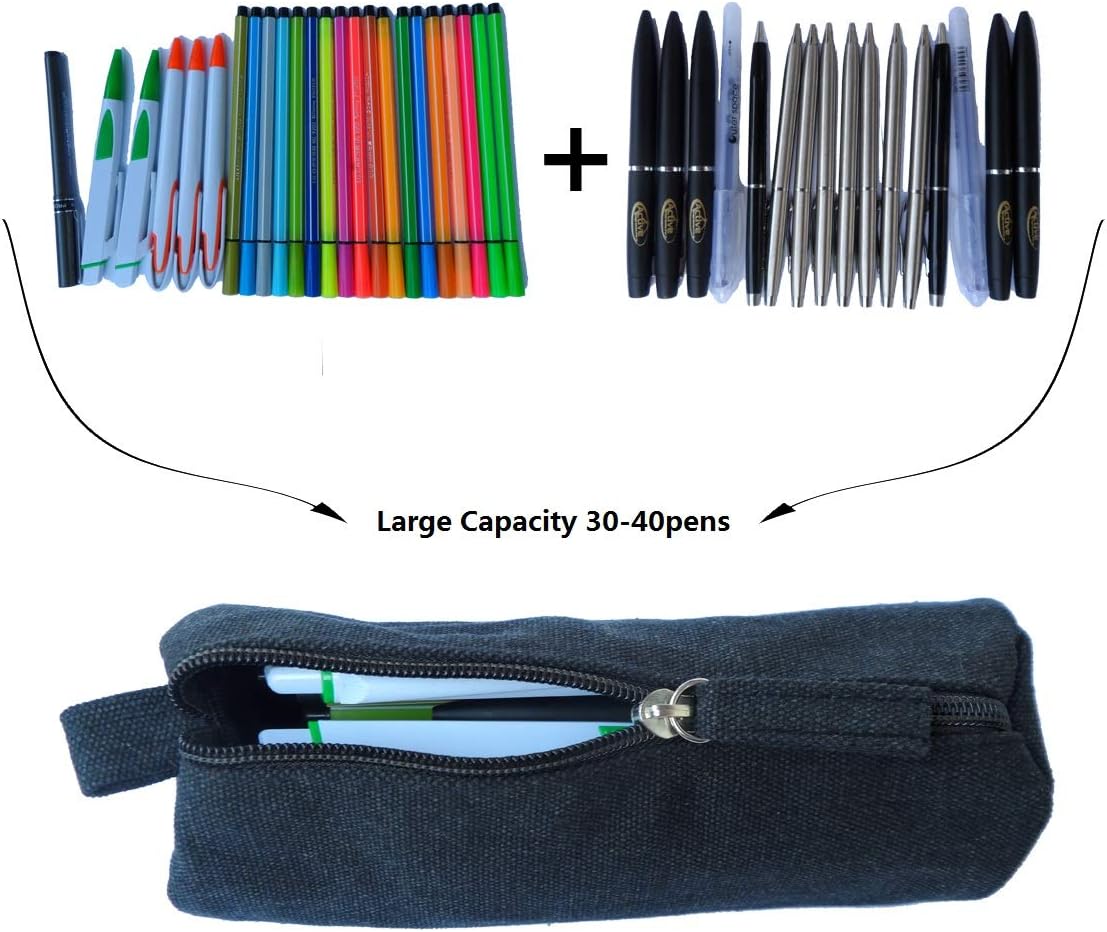 Heavy Canvas Stationery Portable Compact Simple Zipper Pencil Case and Durable Small Medicine Bag 1 Pack Khaki