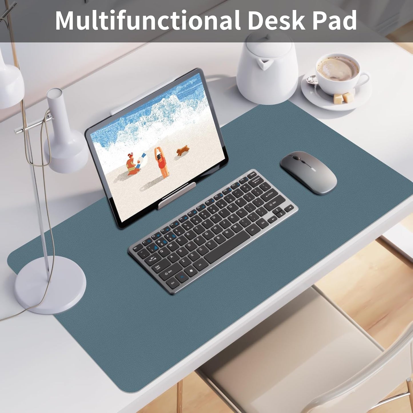 Bloss Leather Desk Pad and Keyboard Wrist Rest, Large Mouse Pad + Keyboard Pad+Mouse Wrist Support, Non-Slip Desk Mat Protector for Office, Home(31.5×15.7 Inches,Beige) - Colors A